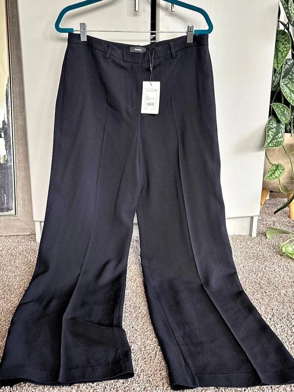 Theory Wide Trouser in Eco Rosina Crepe Black Size 10